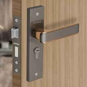 Plantex Heavy-Duty Door Lock Set Main Door Lock Handle Set/ 6-Lever Lock Mechanism with 3 Years of Warranty/Mortise Lock with 3 Keys, Brass Lockbody & Cylinder 8112 Satin Black & PVD Choco