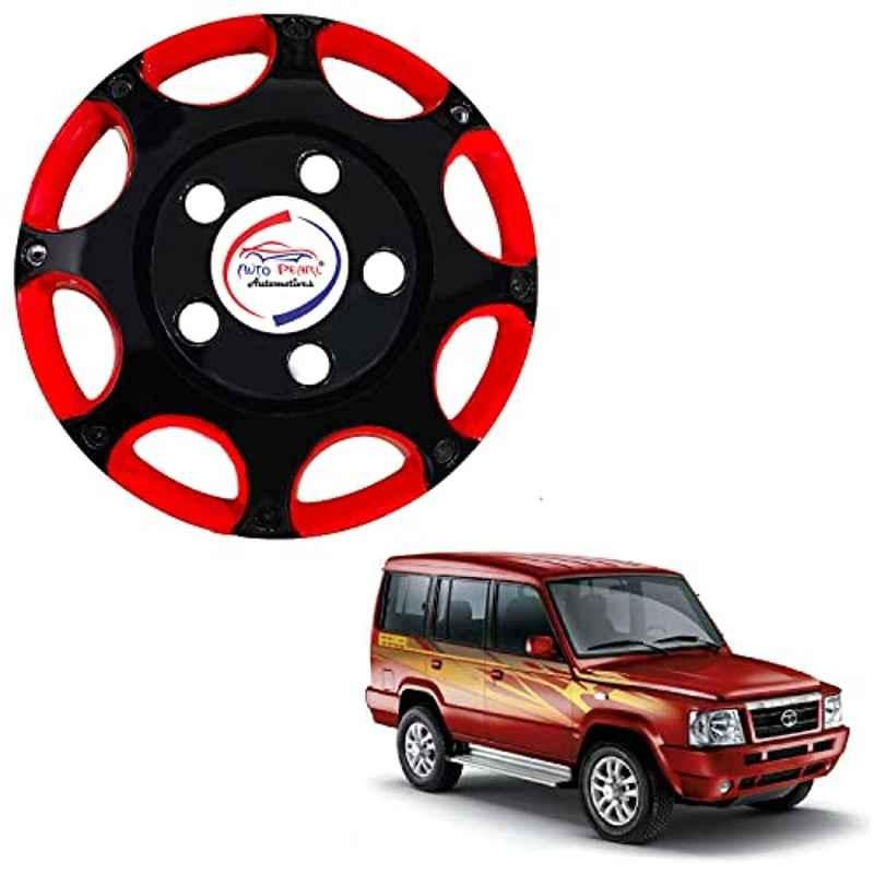 Auto Pearl 4 Pcs 15 inch ABS Black & Red BBR36 Hubcap Wheel Cover Set for Tata Sumo
