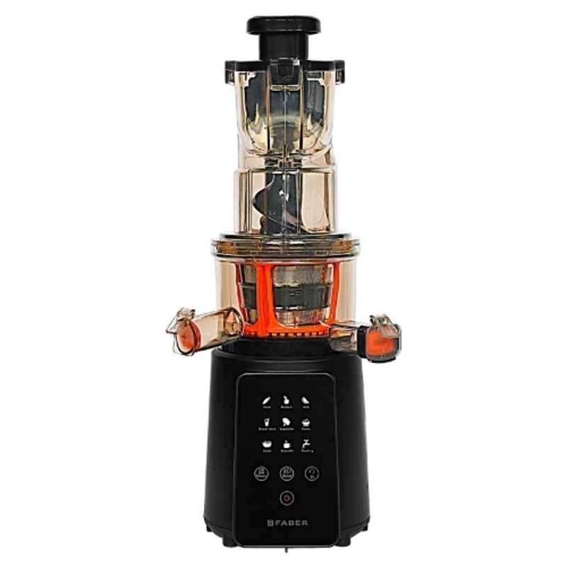 Faber FSJ 200 BK-M 200W ABS Black Slow Juicer with Salad Maker with 2 Years Warranty, 131.0628.615