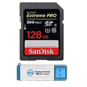 SanDisk Extreme Pro 128GB UHS-II SD Card with 1 Stromboli 3.0 SDXC Memory Card Reader, SDSDXPK-128G-GN4IN