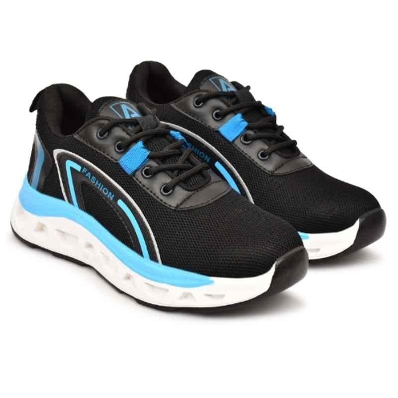 Ambrick 10BL Mesh Black & Blue Steel Toe Industrial Safety Shoes with Air Mix Sole for Men, Size: 9