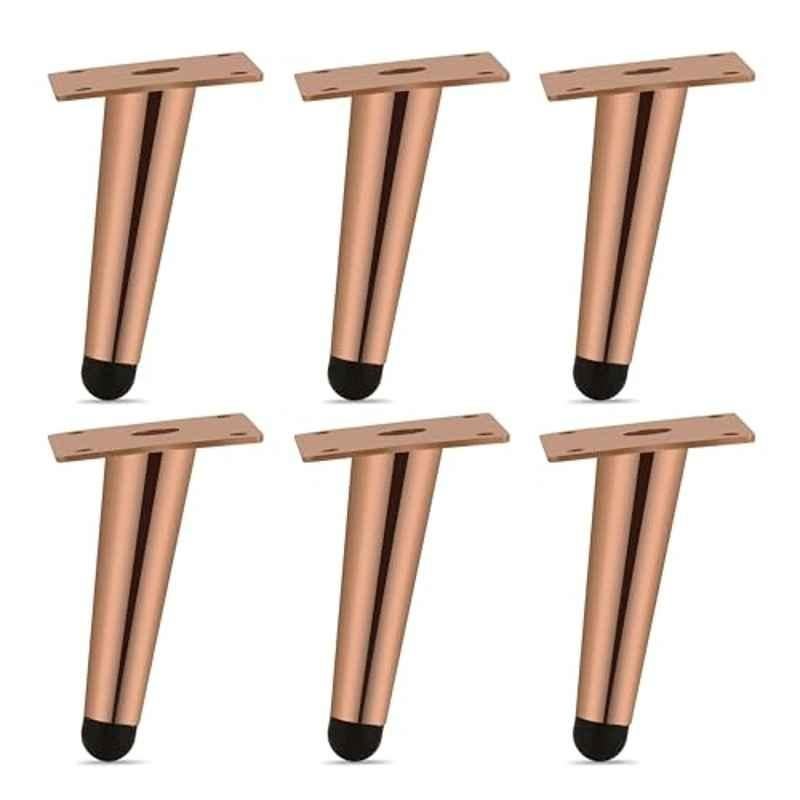 Plantex 4 inch Stainless Steel Rose Gold Stylish Sofa Legs with Rubber Grip (Pack of 6)