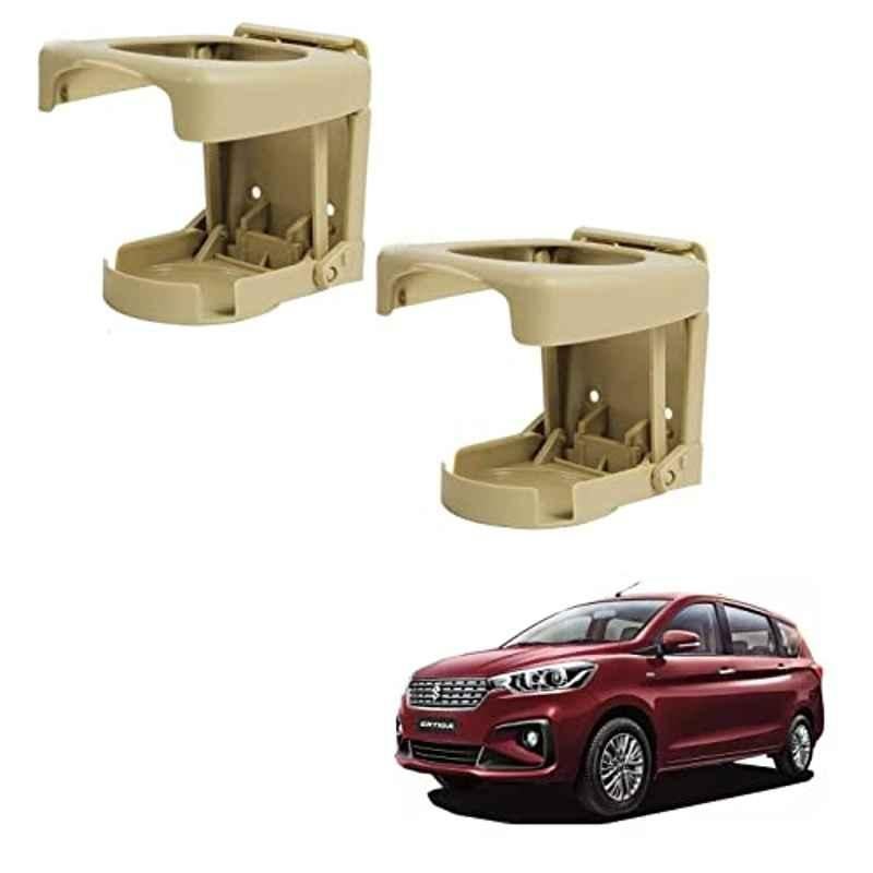 Kozdiko Plastic Beige Foldable Car Drink Holder for Maruti Suzuki Ertiga (2018-Present) (Pack of 2)