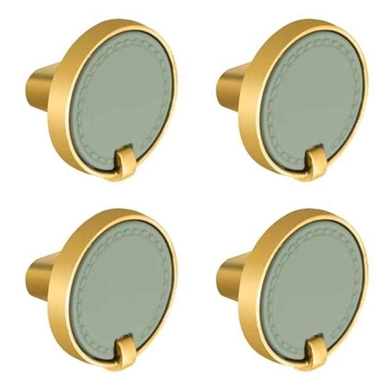 Plantex Knobs for Drawers/Drawer Knobs/Round Knob for Cabinets/Pull-Push Knob for Kitchen/Bedroom/Drawer (Pack of 4) Gold & Green