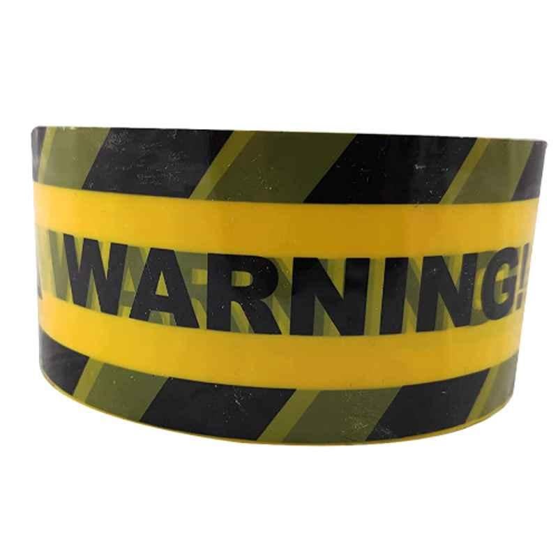 Sun Signs 2 inch 60m BOPP Yellow & Black Warning Message Self Adhesive Safety Printed Tape, AO0003 (Pack of 2)
