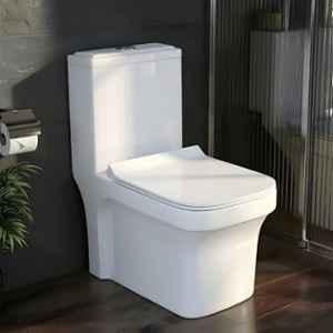 Plantex Lunar Ceramic White S Trap Western Commode with Soft Closing Seat Cover, APS-21031