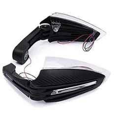 AOW Motorcycle Handguards with Led Light for 7/8 inch Grips - 300 * 140 * 110mm (Black) Folding Type Universal for All Bikes Q-02