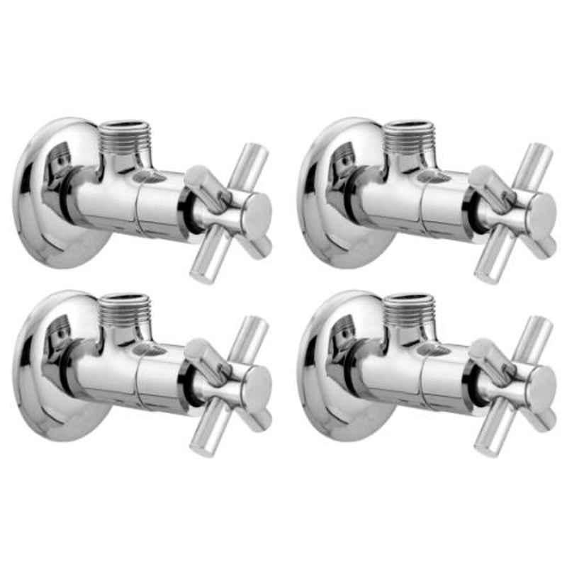 Joyway Corsa Brass Chrome Finish Silver Angle Valve Stop Cock (Pack of 4)