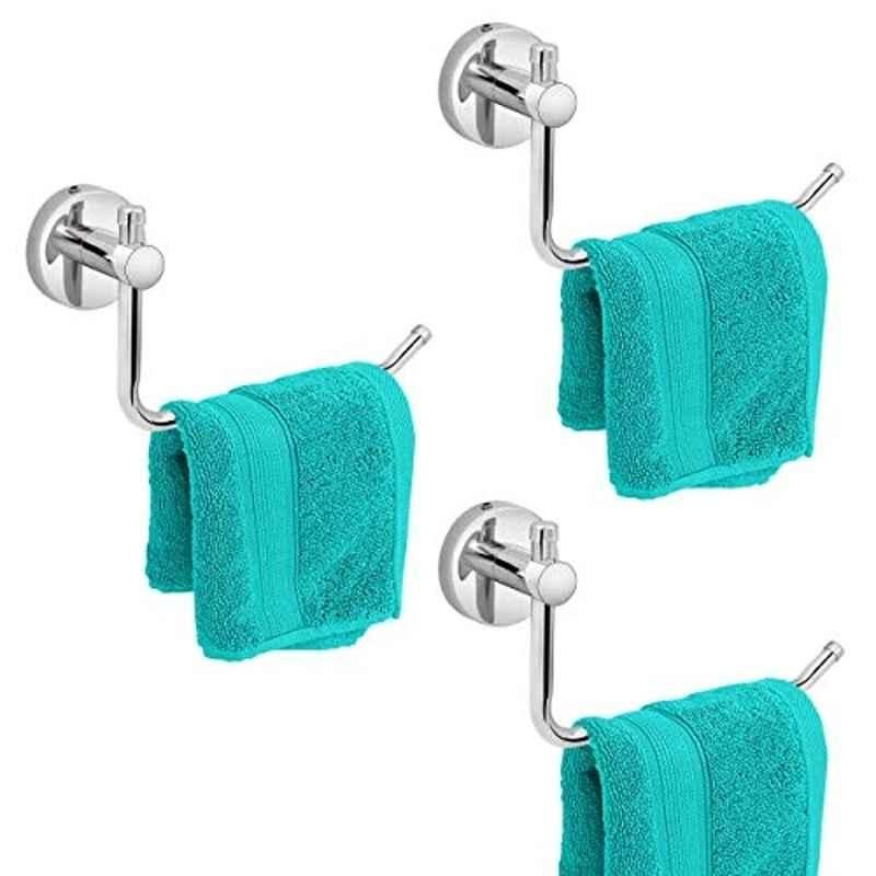 Plantex Stainless Steel Towel Ring for Bathroom/Wash Basin/Napkin-Towel Hanger/Bathroom Accessories Chrome L Shape (Pack of 3)