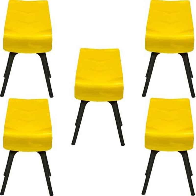 Regent Diamond Shell Plastic Black & Yellow Chair (Pack of 5)