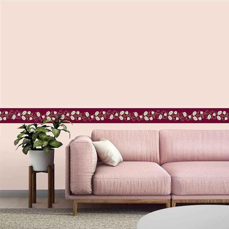 Asian Paints EzyCR8 300x10cm Vinyl Maroon Seamless Floral Self Adhesive Wall Border, HPCA25462