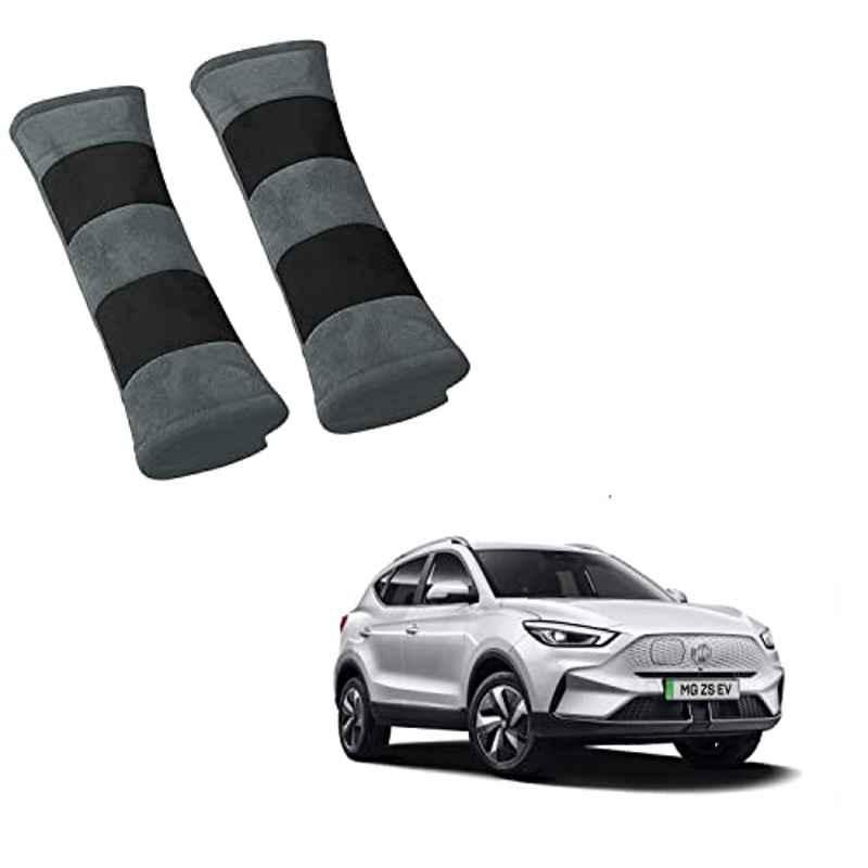 Kozdiko 2 Pcs Grey & Black Car Seat Belt Cushion Pillow Set for MG ZS EV