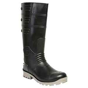 Hillson Torpedo 212 PVC 15 inch Steel Toe Black & Grey Work Gumboots, Size: 10