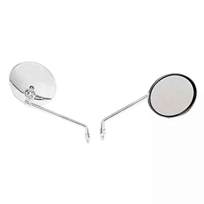Lowrence Vehicle Specific Fit Silver Chrome Rear Royal Enfield Electra Rear View Mirror (Pack of 2)
