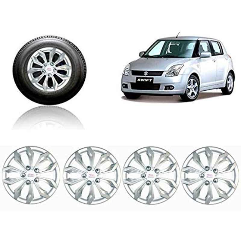 Auto Pearl 4 Pcs 14 inch ABS Silver Car Wheel Cover Set for Maruti Suzuki Swift T 1