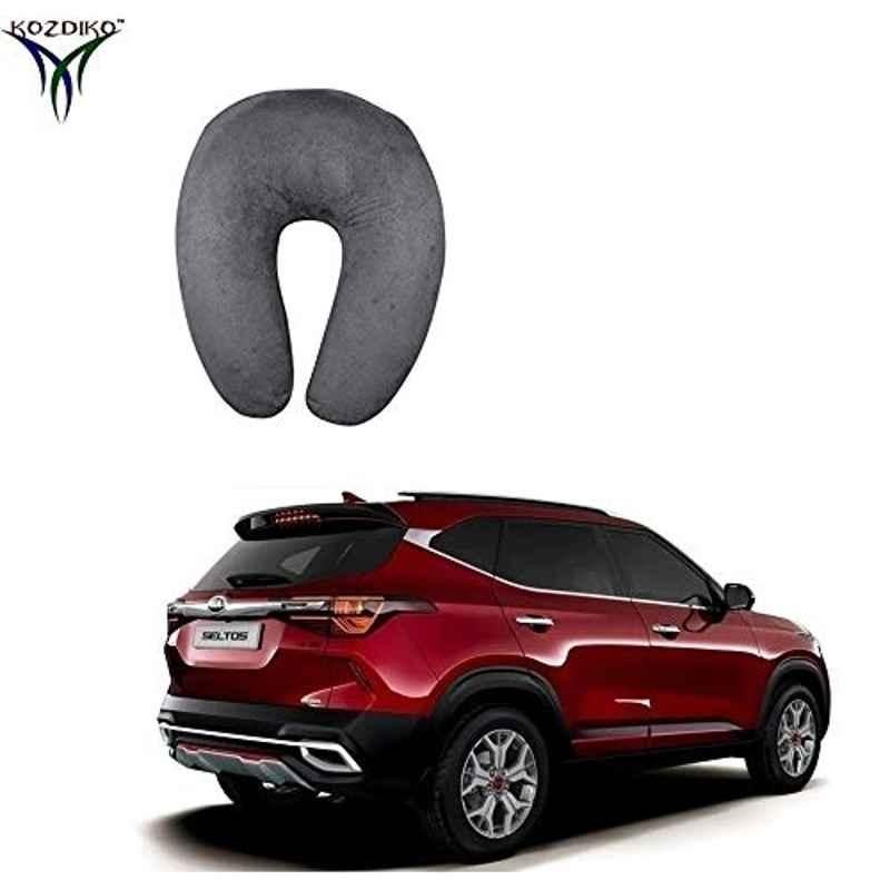 Kozdiko Velvet Grey U-Shape Travel Neck Rest Cushion Pillow for Kia Seltos