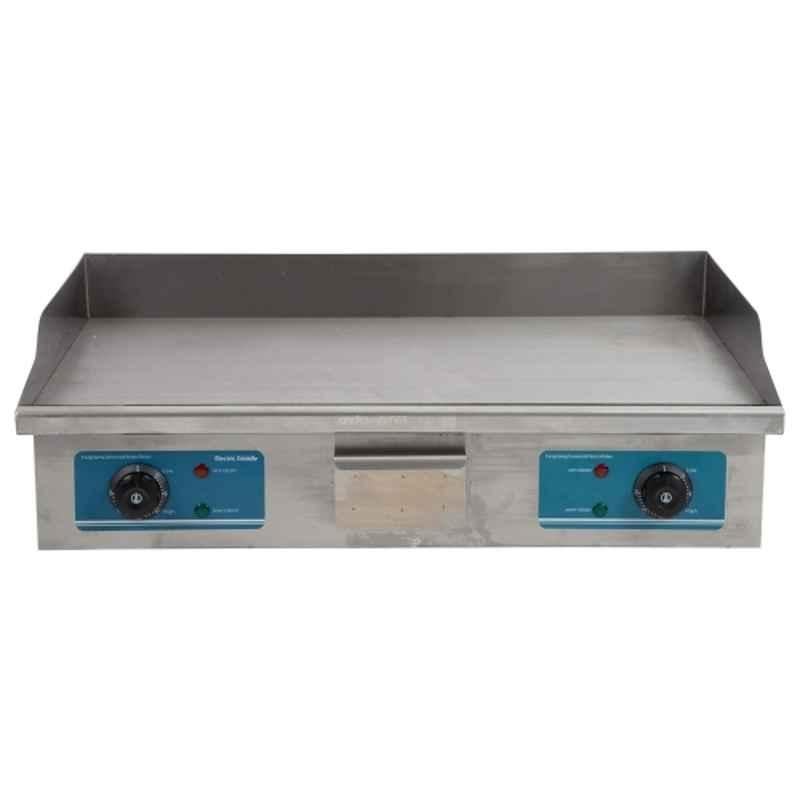 Khushi Udyog 2.8kW Stainless Steel Silver Electric Griddle Plate Dosa Tawa with Two Independent Temperature Control Knob