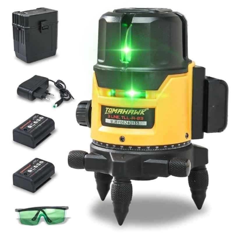 Tomahawk 30m 5 Lines 3D Green Horizontal & Vertical Cross Self-Leveling Line Laser Line for Home, Workshop & Professional Use