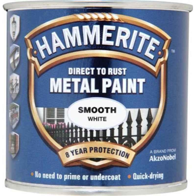 Hammerite 250ml Smooth White Glossy Direct to Rust Metal Paint, 5084857