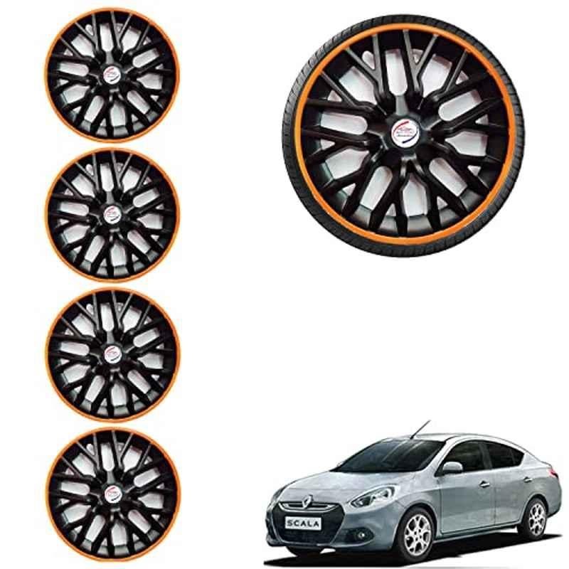 Auto Pearl 4 Pcs 14 inch ABS Phoenix Black & Orange Car Wheel Cover Set for Renault Scala RXE