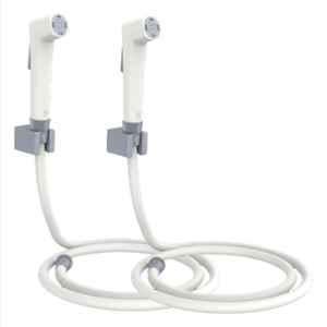 RN Grey White.3 Health Faucet Set with Hose Pipe & Wall Holder for Toilet Cleaning (Pack of 2)