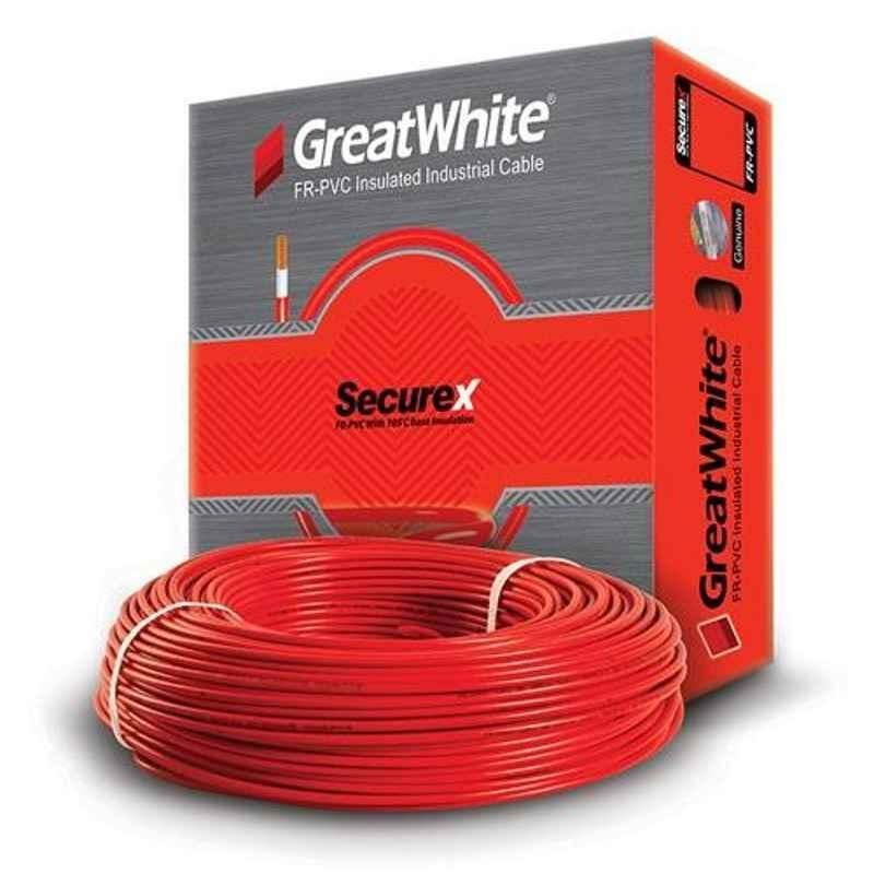 GreatWhite SecureX 4 Sqmm 90m Red Single Core FR-PVC Insulated Industrial Cable