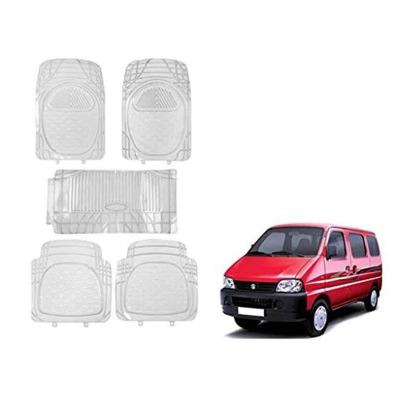 Kozdiko 5 Pcs 6205 Rubber & PVC Clear Car Foot Mat Set for Maruti Suzuki Eeco