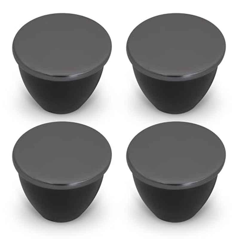 Plantex Knobs for Drawer/Knobs for Cabinets/Pull-Push Knobs for Kitchen, Bedroom Drawer & Wardrobe (Pack of 4) Satin Black & Black