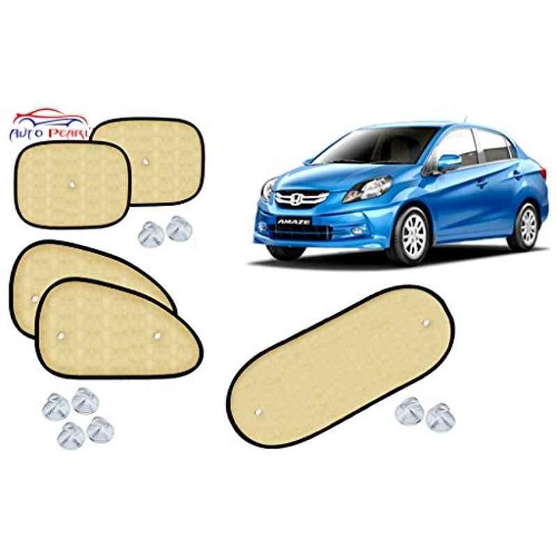 Auto Pearl 5 Pcs PVC & Mesh Beige Window & Rear Sun Shade Set for Honda Amaze Type1
