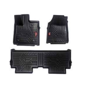 Pruvu 3 Pcs TPE Black 2 Row Car Floor Mat Set for Manual & Automatic Mahindra BE6 Mat 2024 Onward, PRU-TFM 041