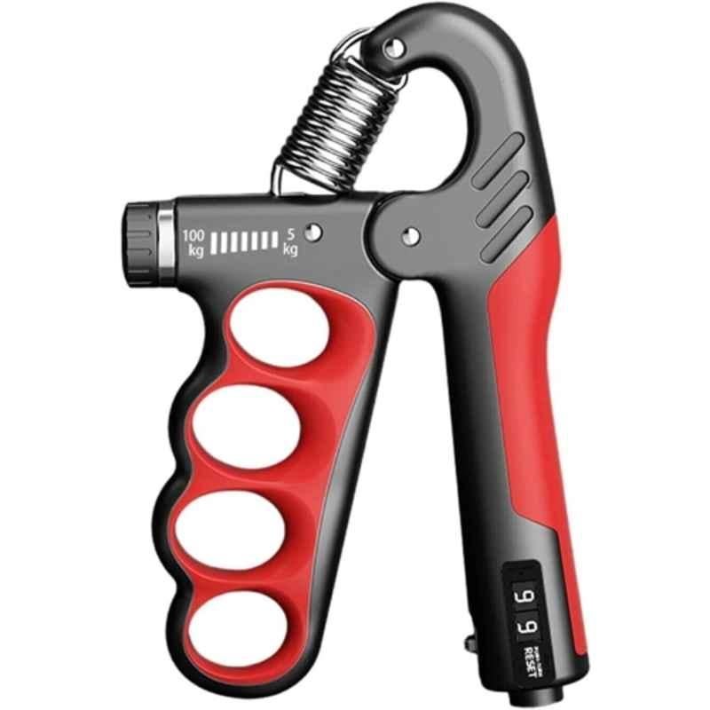 Shopeleven 5-100kg ABS Red & Black Finger Grip Trainer with Mechanical Counter