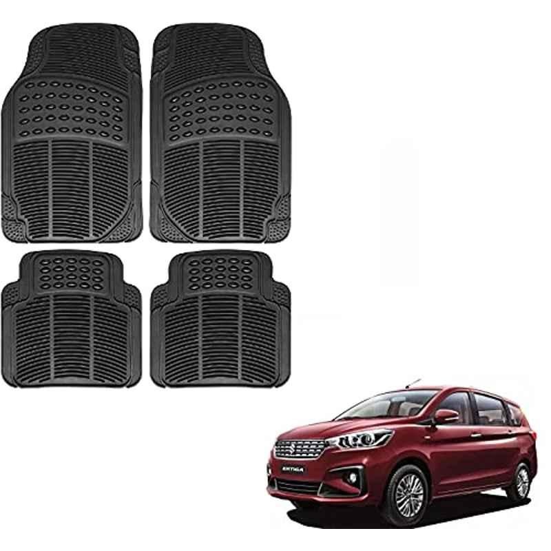 Kozdiko 4 Pcs Rubber Black Car Simple Foot Mat Set for Maruti Suzuki Ertiga New 2019