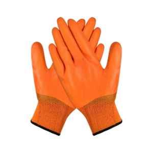 Swavind PVC Orange Waterproof Latex Coated Hand Safety Gloves, Size: Free (Pack of 15)