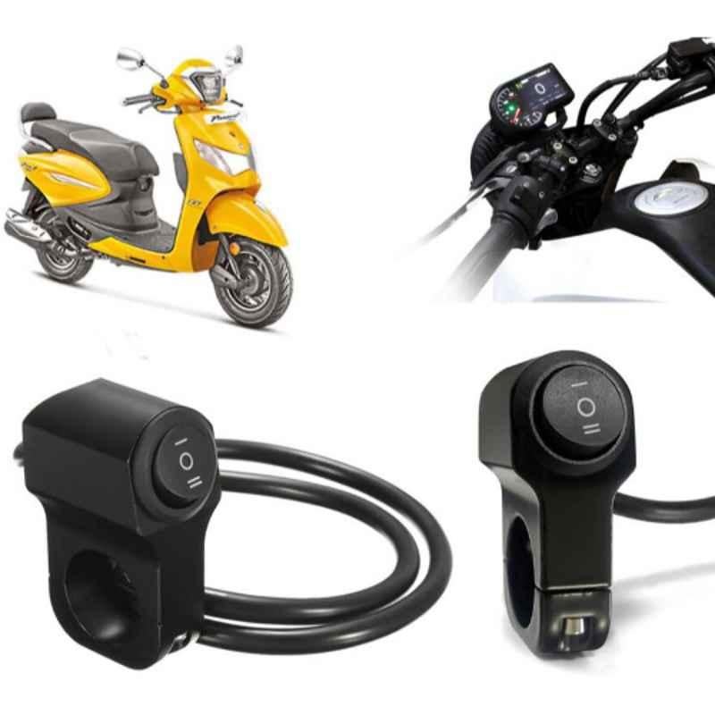 Auto Pearl 12V Aluminium Alloy Black Motorcycle Handlebar Headlight Switch for Pleasure+ 110