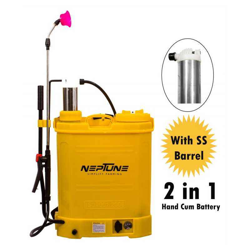 Neptune 16 Litre Yellow Battery Operated Knapsack Garden Sprayer, BS-21 Plus