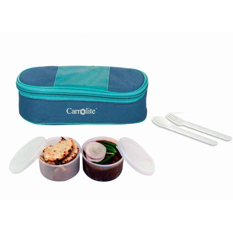Carrolite 400ml Blue & White Plastic Lunchbox, White_P-46