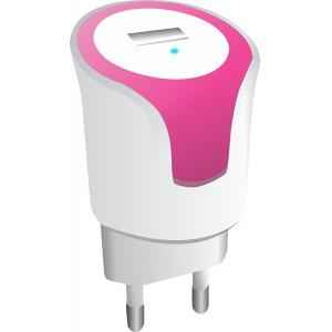 Portronics 1A Pink USB Plug Travel Charger, POR476