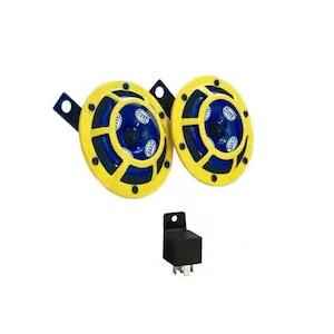 Hella Yellow Panther Bike Horn Set with Relay For Bajaj Pulsar 150 DTSi Type 3