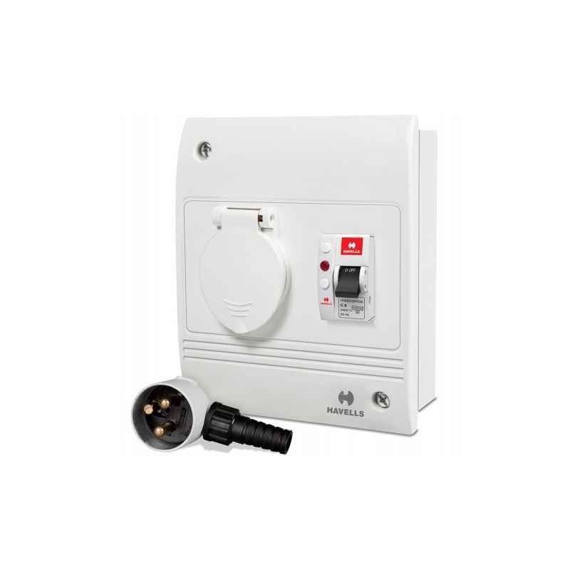 Havells 20A SPN Plug & Socket with Plastic Cover, DHDCUSN020