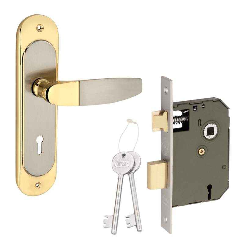 Sardar 8 Inch Silver & Gold Mortise Door Lock Set, BMH 322
