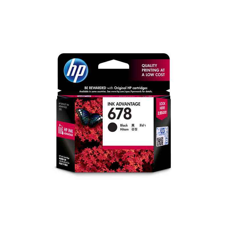 HP 678 Black Original Ink Advantage Cartridge, CZ107AA