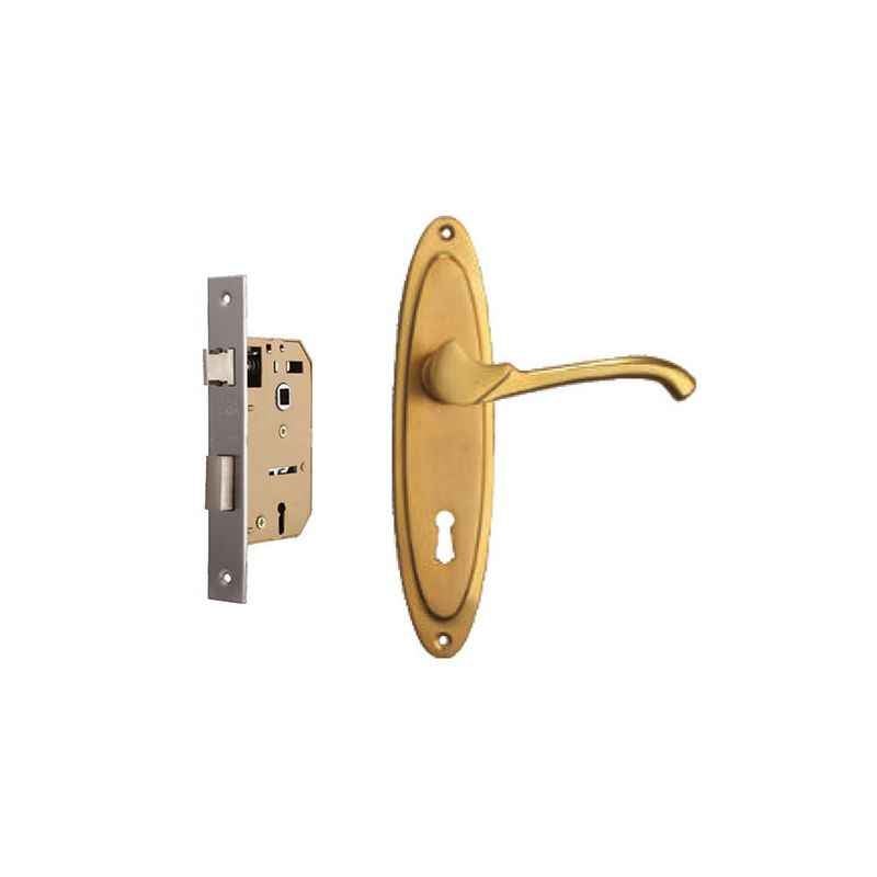 Plaza 1101 Gold Silver Finish Handle with 65mm Mortice Lock & 3 Keys