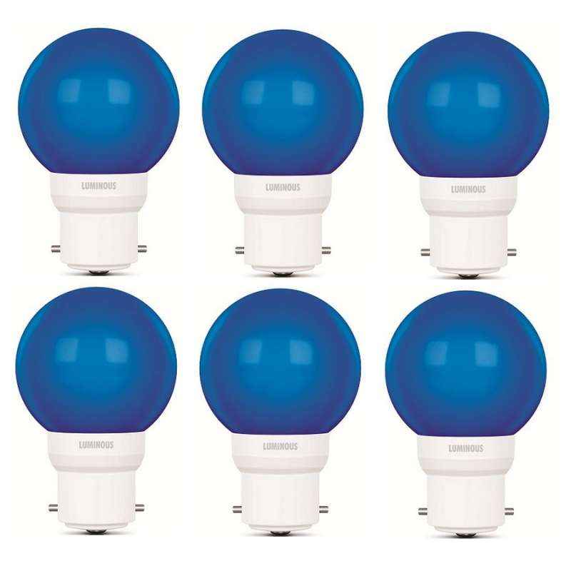 Luminous Amber Eco 0.5W B22 Blue LED Bulb, TLM0UDB2DBLP5 (Pack of 6)