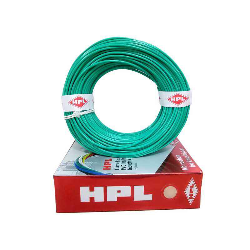HPL 6 Sq mm Green Single Core Unsheathed Household Wire, Length: 90 m