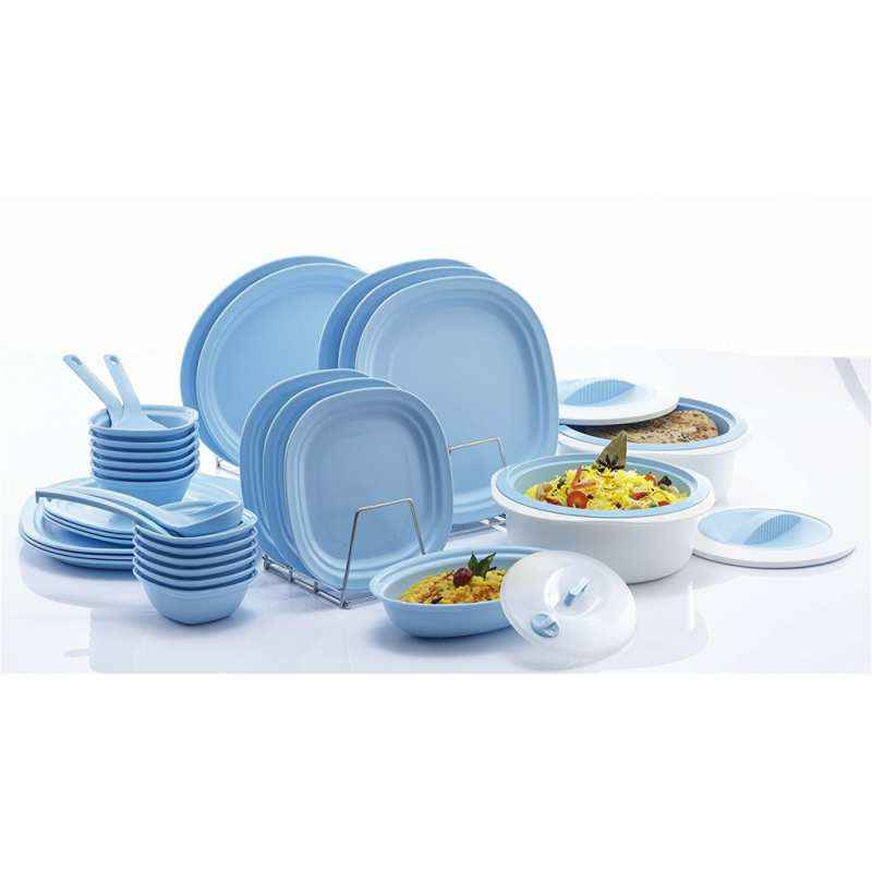 Varmora 36 Pieces Microwave Safe Sky Blue Colour Dinner Set