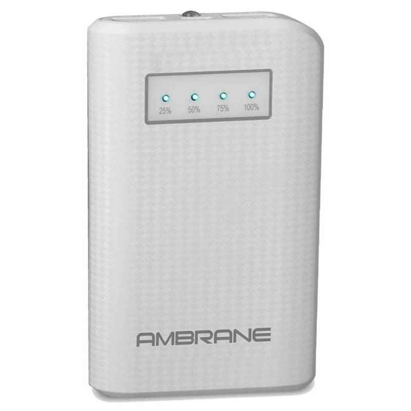 Ambrane 6000mAh Dual Port White Power Bank, P-650