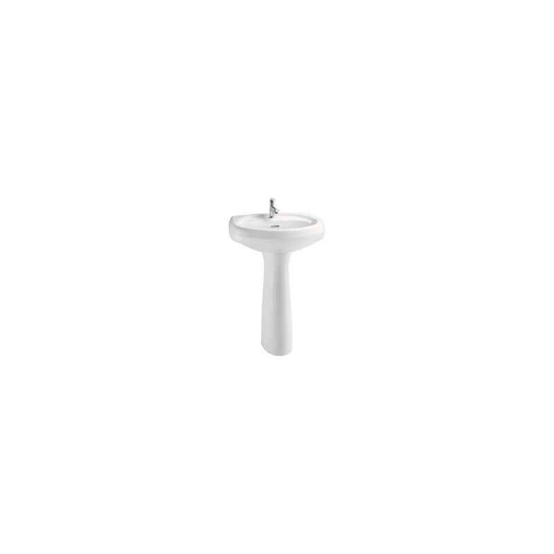 Cera Cornet Wall Hung Wash Basin With Full Pedestal, 1008, Colour: Ivory