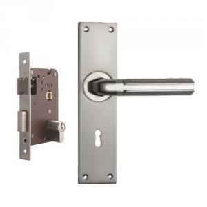 Plaza Jupiter Stainless Steel Finish Handle with 200mm Pin Cylinder Mortice Lock & 3 Keys