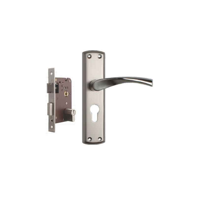 Plaza Kaff Stainless Steel Finish Handle with 200mm Pin Cylinder Mortice Lock & 3 Keys