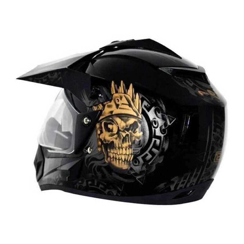 Vega Off Road Ranger Motocross Dull Black Golden Helmet, Size (Medium, 580 mm)